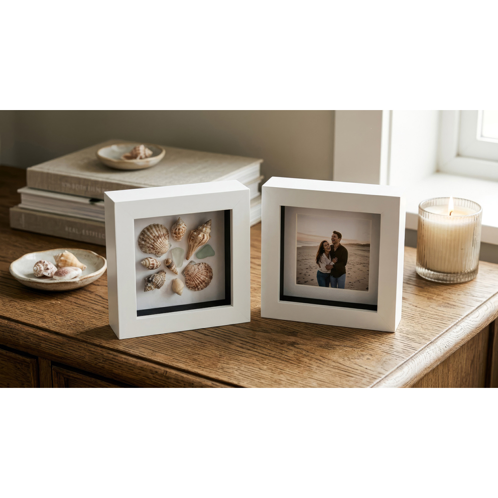 Nicola Spring White 3D Box Photo Frame 4 x 4 inch with White Mount 2 x 2 inch Image 5