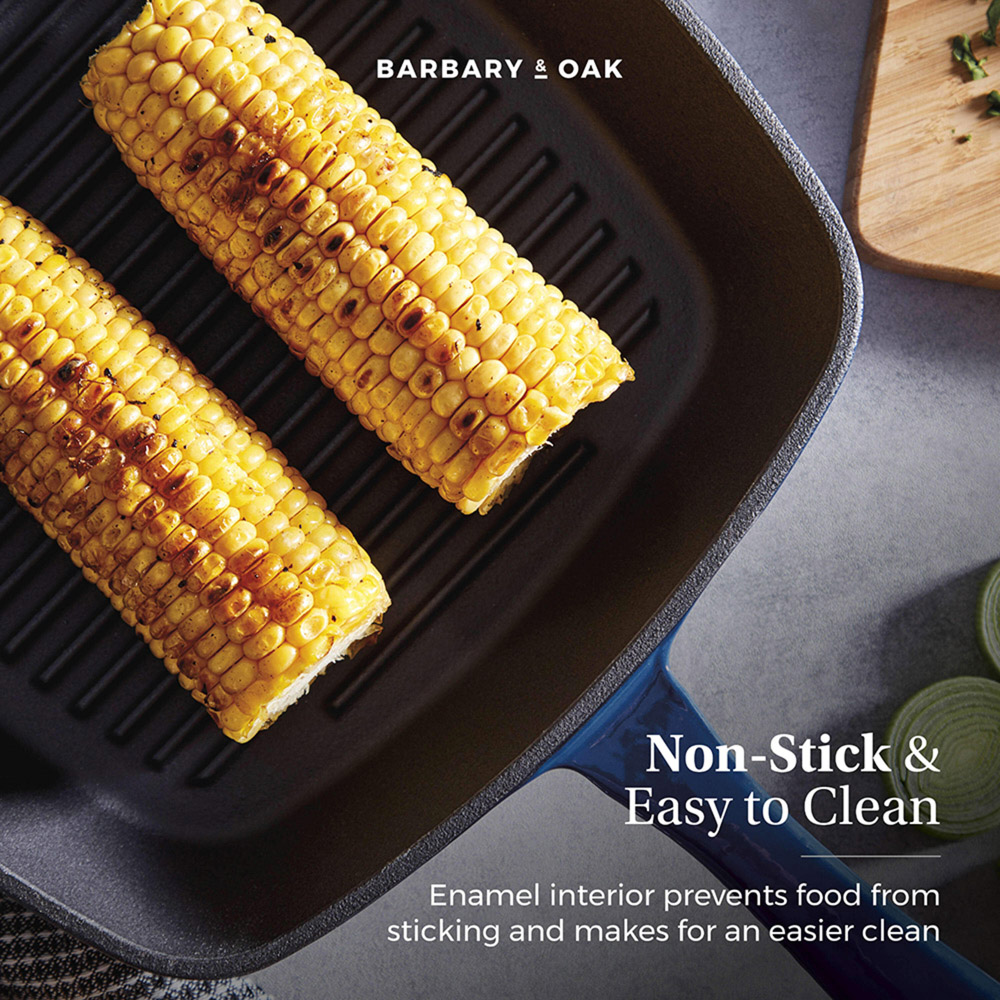 Barbary and Oak 26cm Blue Cast Iron Grill Pan Image 4