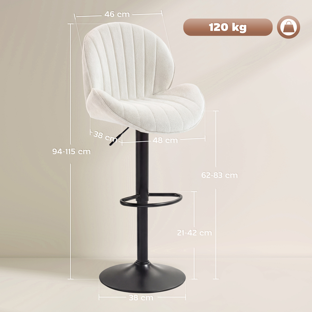 Portland Cream Chenille Swivel Bar Stools Set of 2 Image 8