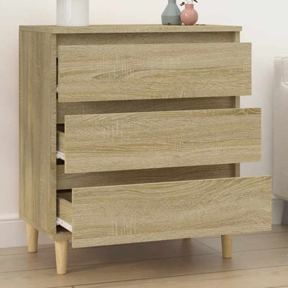 vidaXL Single Door Single Smoked Oak Sideboard Image 1