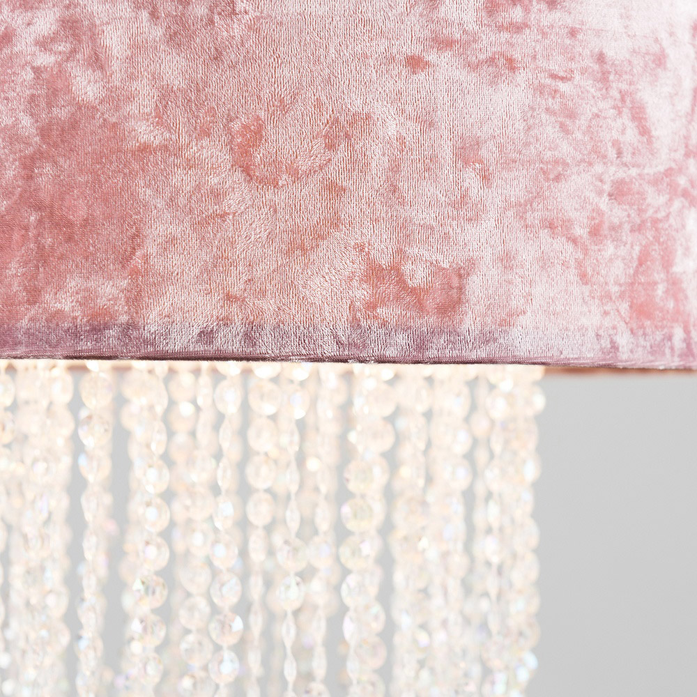 ValueLights Boland Dusky Pink Velvet Droplets Pendant Shade Image 5