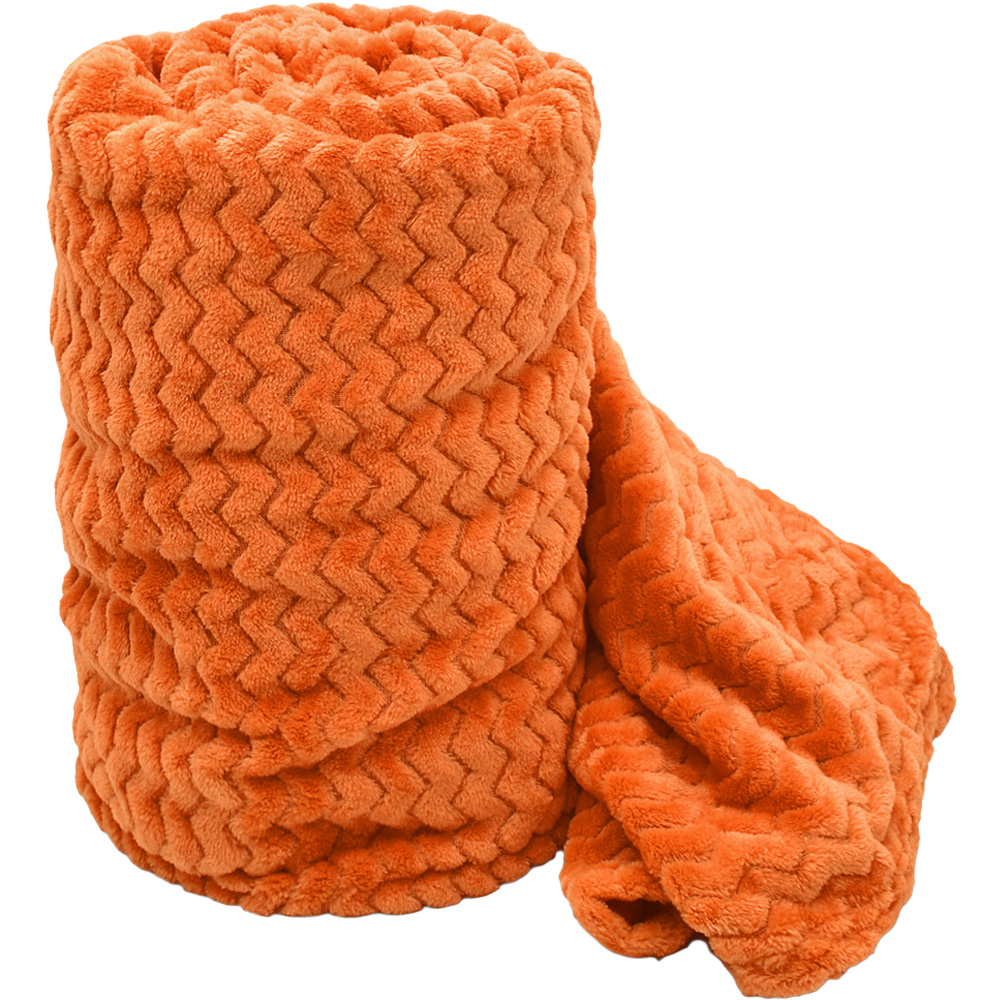 Velosso Orange Moda Plush Throw 127 x 152cm Image 1