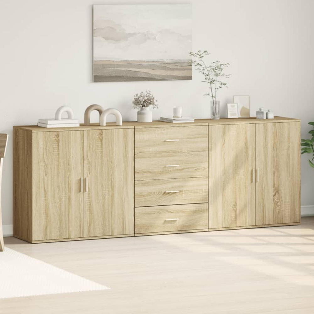 vidaXL 4 Door 4 Drawer Sonoma Oak Sideboard Image 1