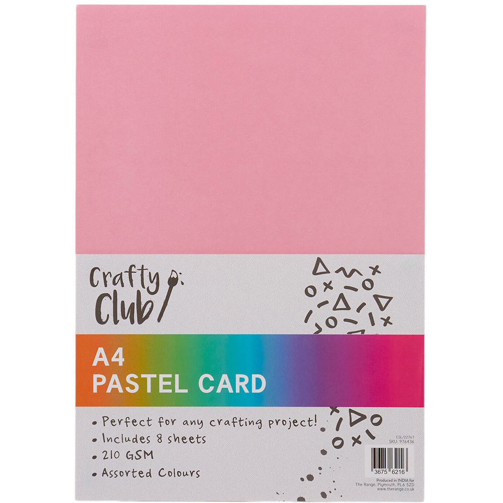Crafty Club Pack of 8 A4 Pastel Card Image 1