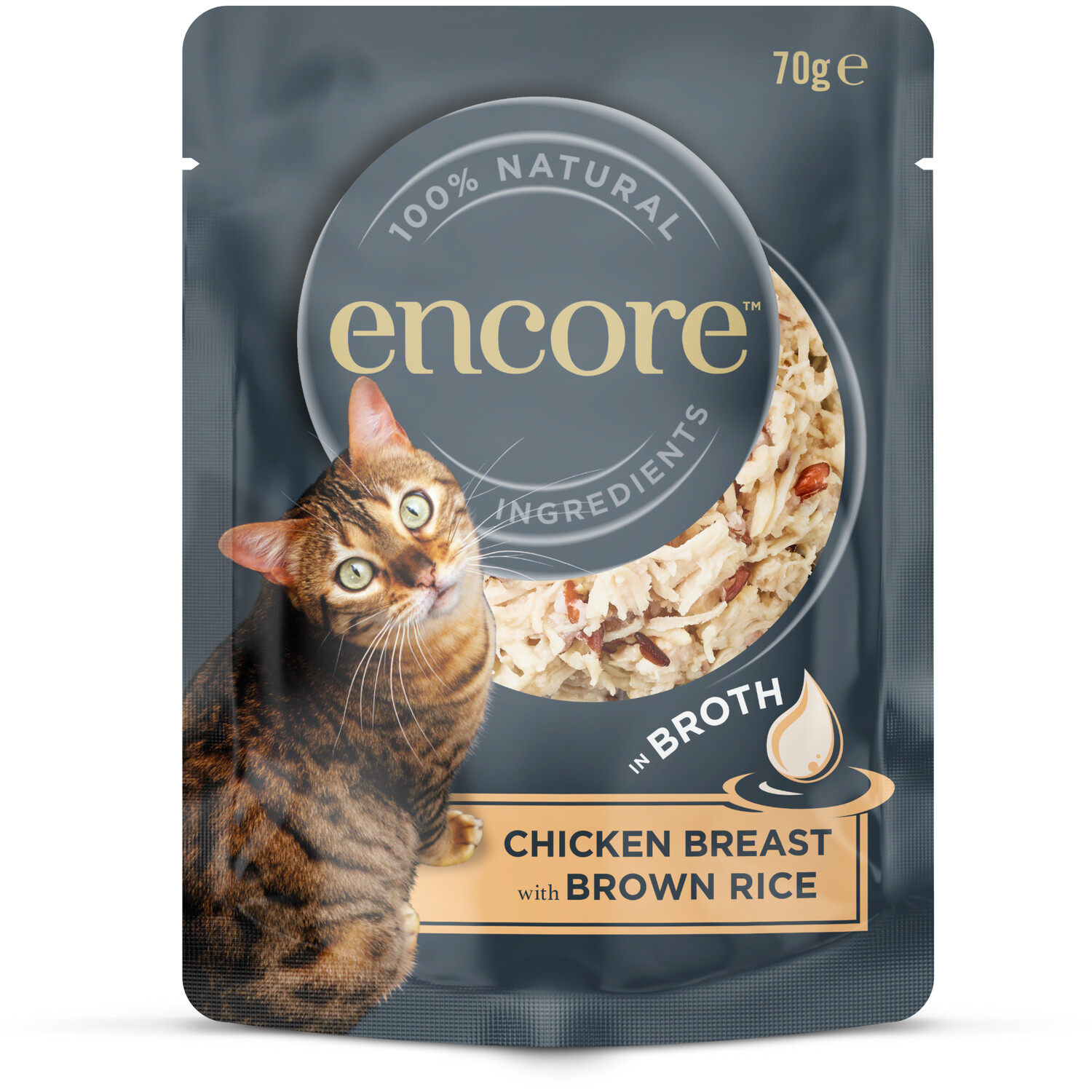 Encore Wet Cat Food in Broth Pouch 70g - Chicken Breast with Brown Rice Image 1