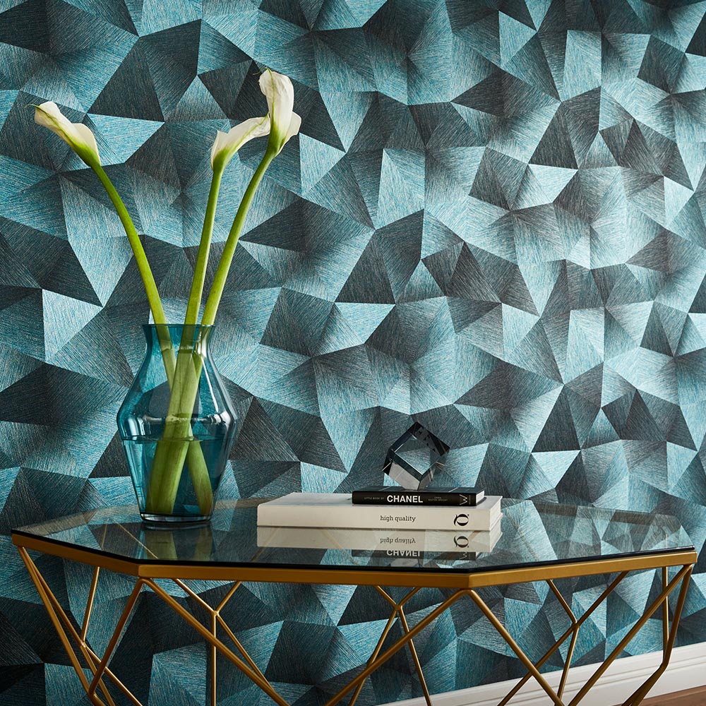 Erismann Designer Luxury 3D Diamond Green Vinyl Wallpaper Image 5