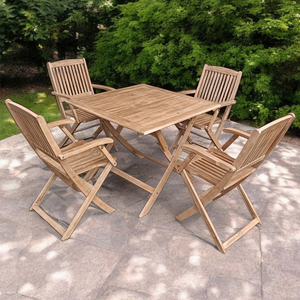 Royalcraft London 4 Seater Square Foldable Bistro Set Image 1