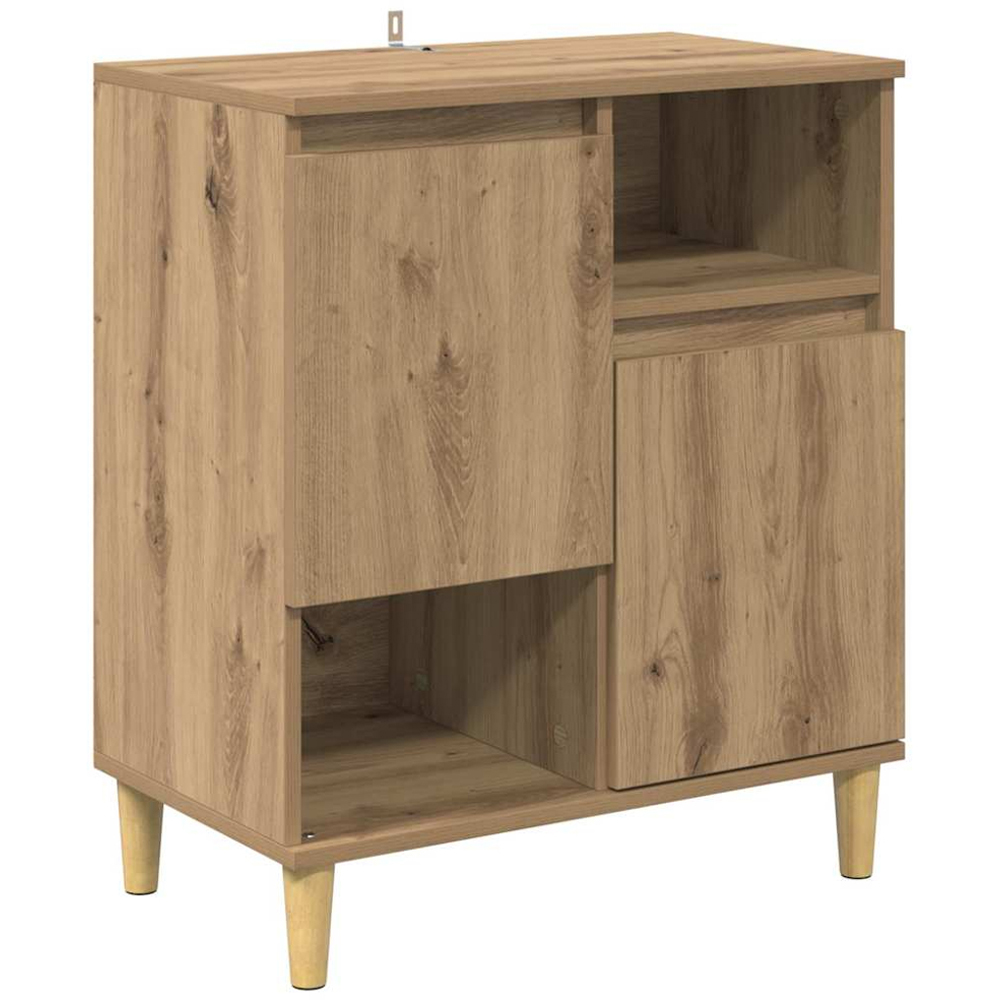 vidaXL 2 Door 2 Open Shelf Artisan Oak Sideboard with Wooden Legs Set of 3 Image 4