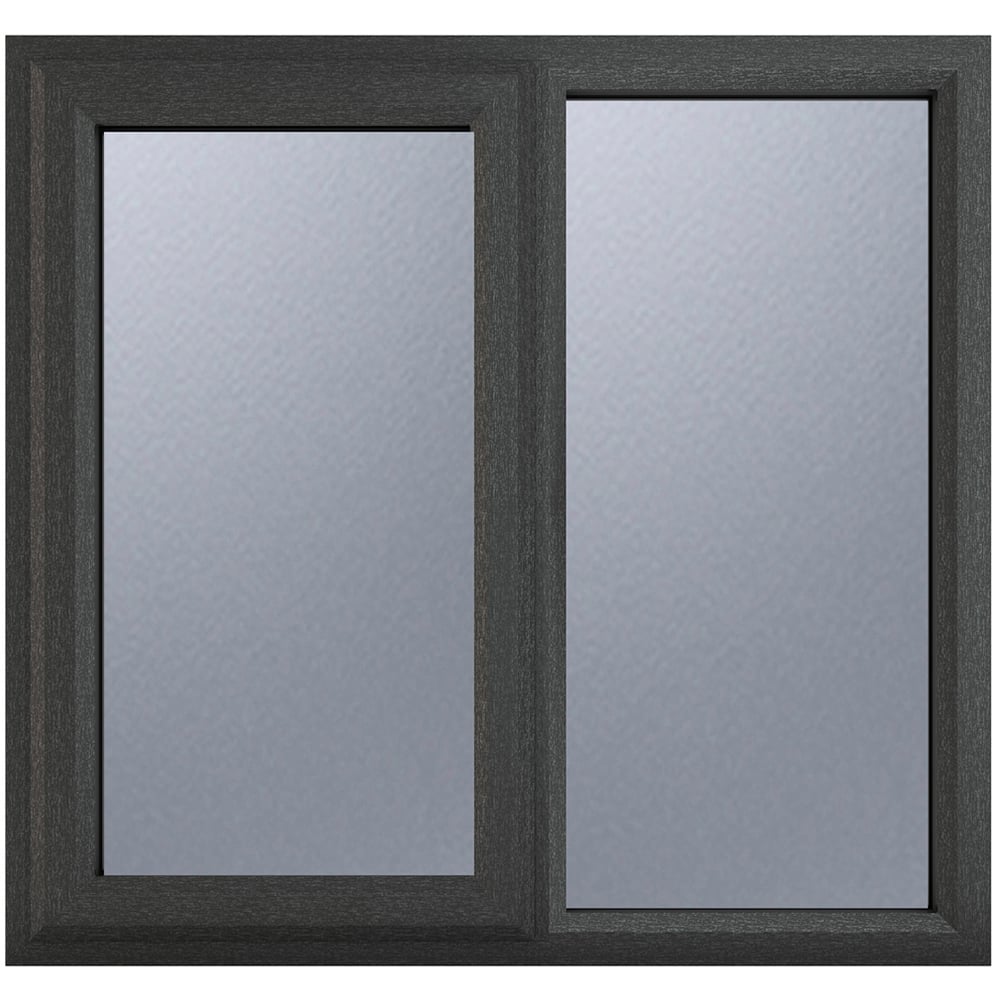 Crystal uPVC Triple Glazed Window LH Side Hung Next to a Fixed Grey White Obscure Glass 1190x1115mm Image 1