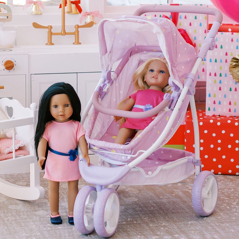 Teamson Kids Chloe Blonde Vinyl Doll in Hot Pink Dress and Purple Satin Shoes Image 2