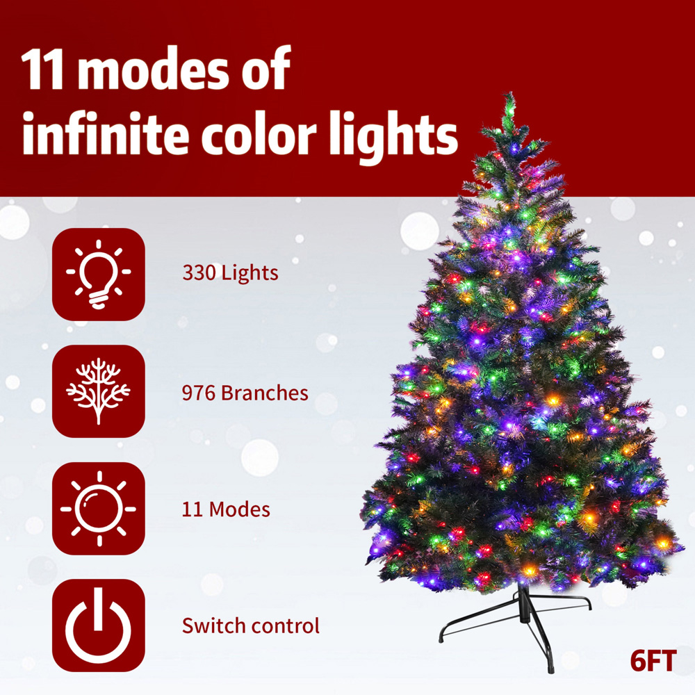 Abrihome Pre-Lit Green Artificial Christmas Tree 6ft Image 7