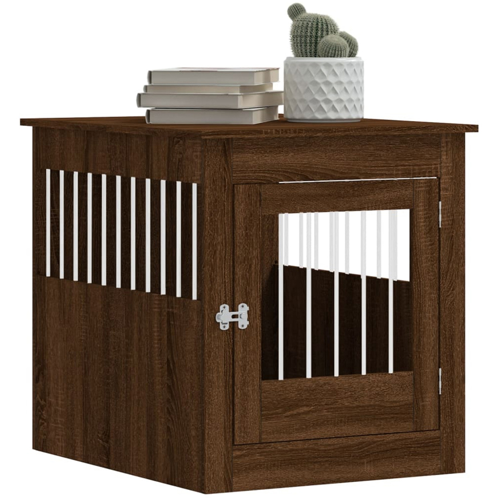 vidaXL Brown Oak Processed Wood Dog Crate Furniture 64.5 x 80 x 71cm Image 3