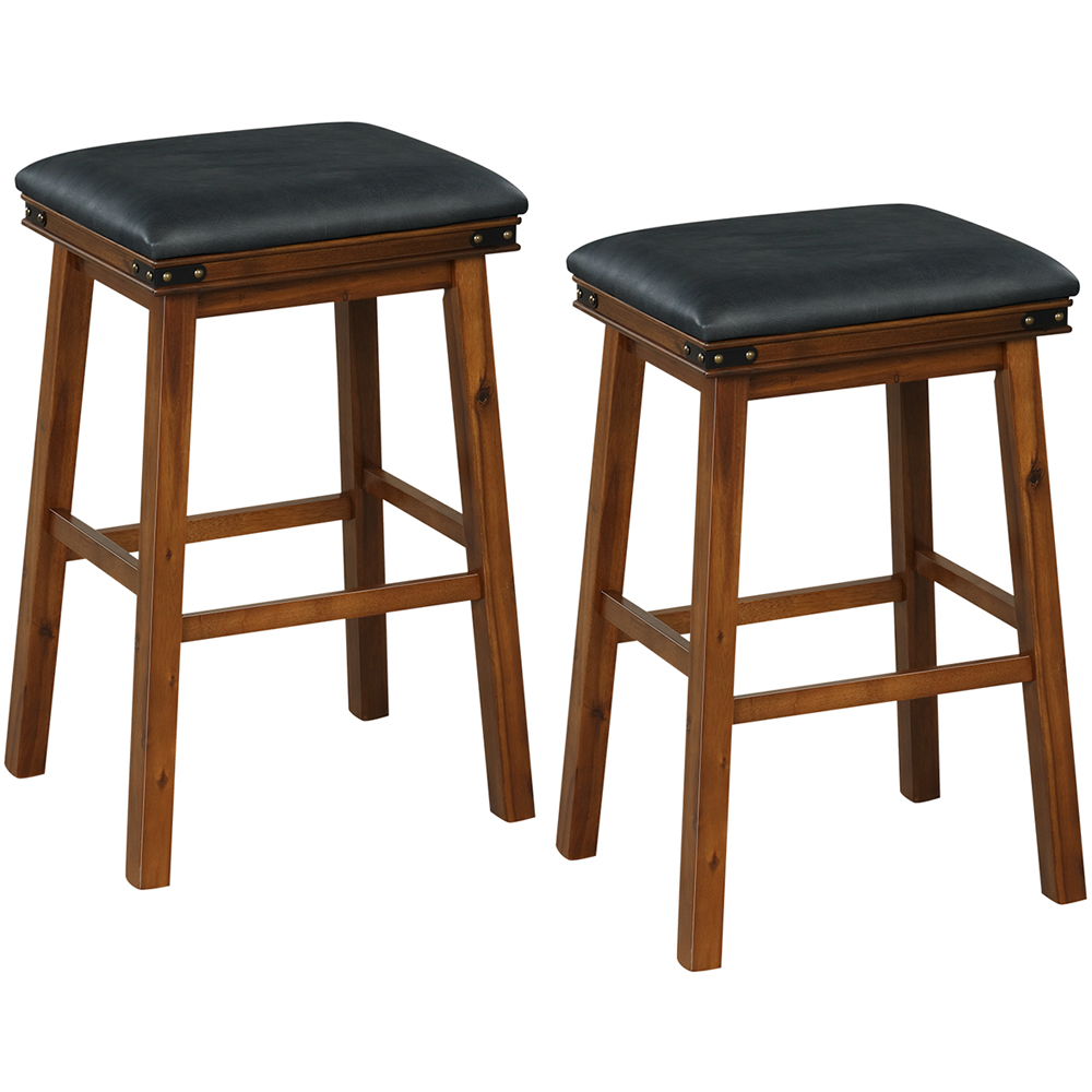 Costway Brown Upholstered Counter Height Bar Stool Set of 2 Image 2