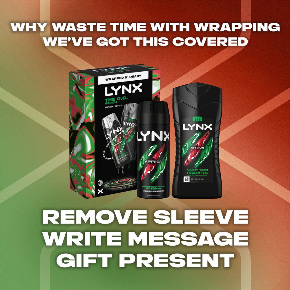 Lynx The O.G. Africa Masculine Scent Bodywash and Spray Duo Gift Set 4 Pack Image 5