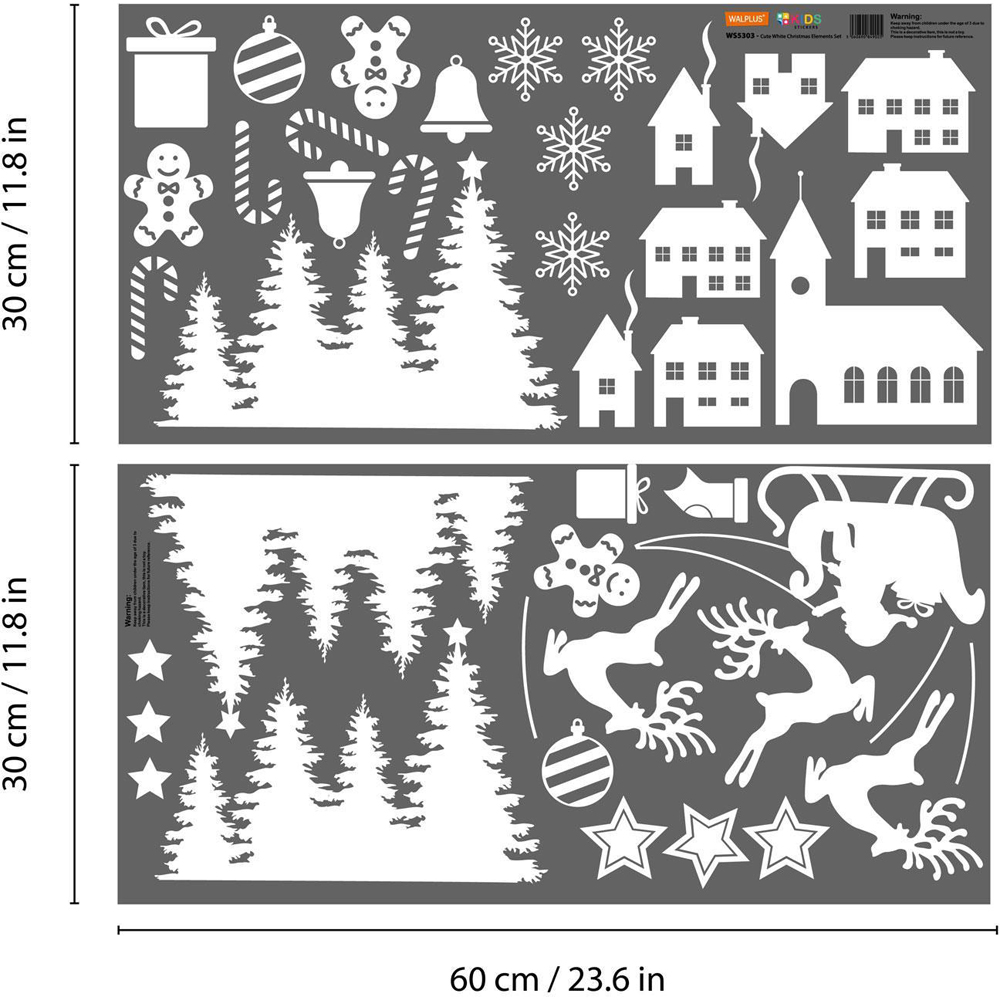 Walplus Cute White Christmas Elements Self Adhesive Wall Stickers 133 Piece Image 7