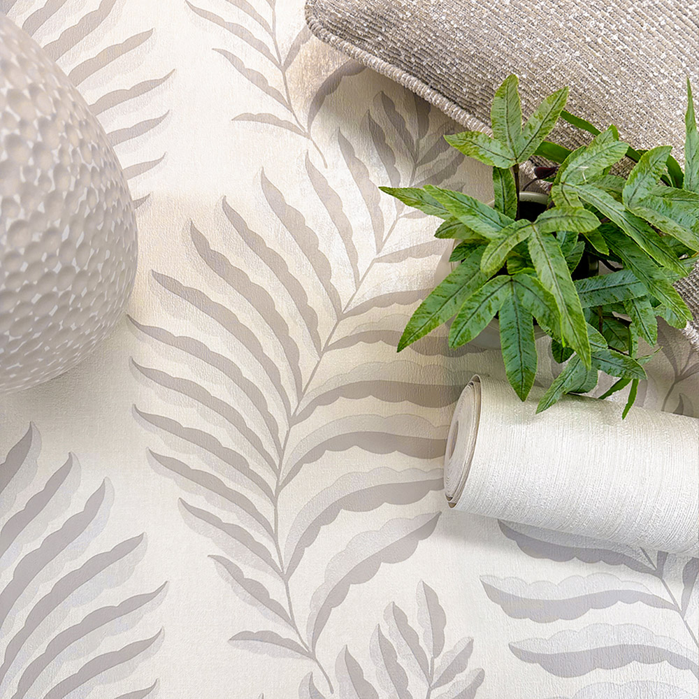 Belgravia Decor Langdale Leaf Ivory Wallpaper Image 4