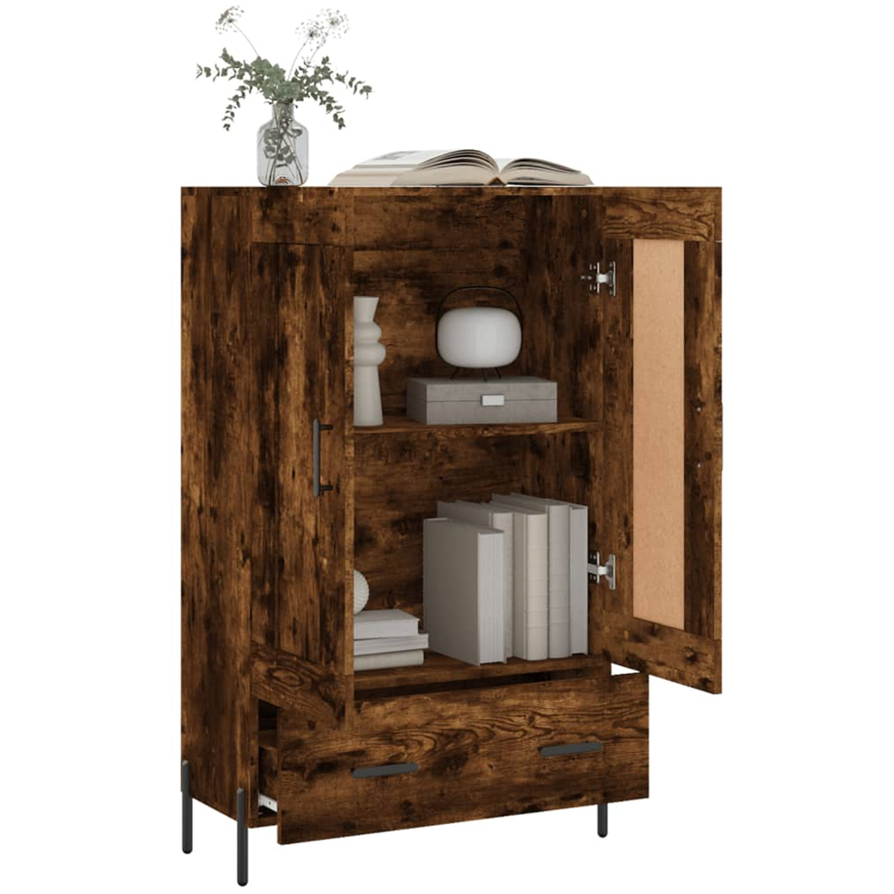 vidaXL 2 Door Single Drawer Smoked Oak Highboard Image 4