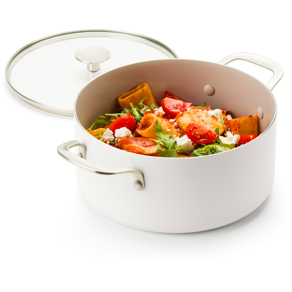 KitchenAid 20cm 3.11L Porcelain White Coloured Aluminium Casserole with Lid Image 2