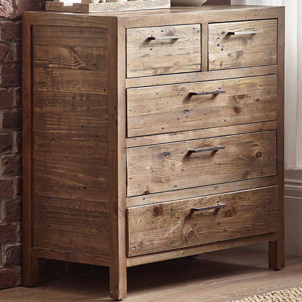 Julian Bowen Heritage 5 Drawer Distressed Chest of Drawers Image 1