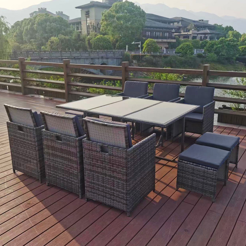 Oseasons Cube 6 to 12 Seater Grey KD Rattan Dining Set Image 2