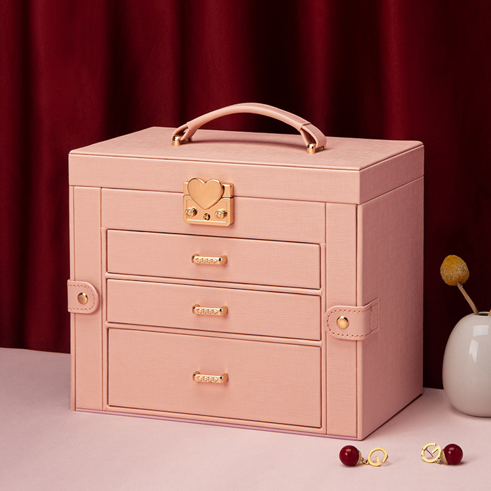 H&O Direct 3 Drawer Pink Jewellery Box Image 2