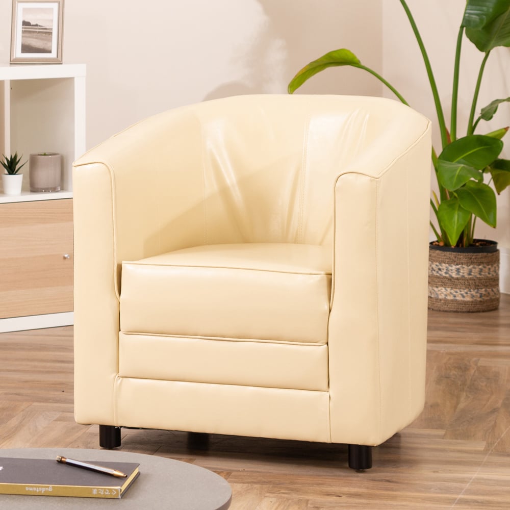 Artemis Home Aspen Cream Faux Leather Tub Chair Image 3