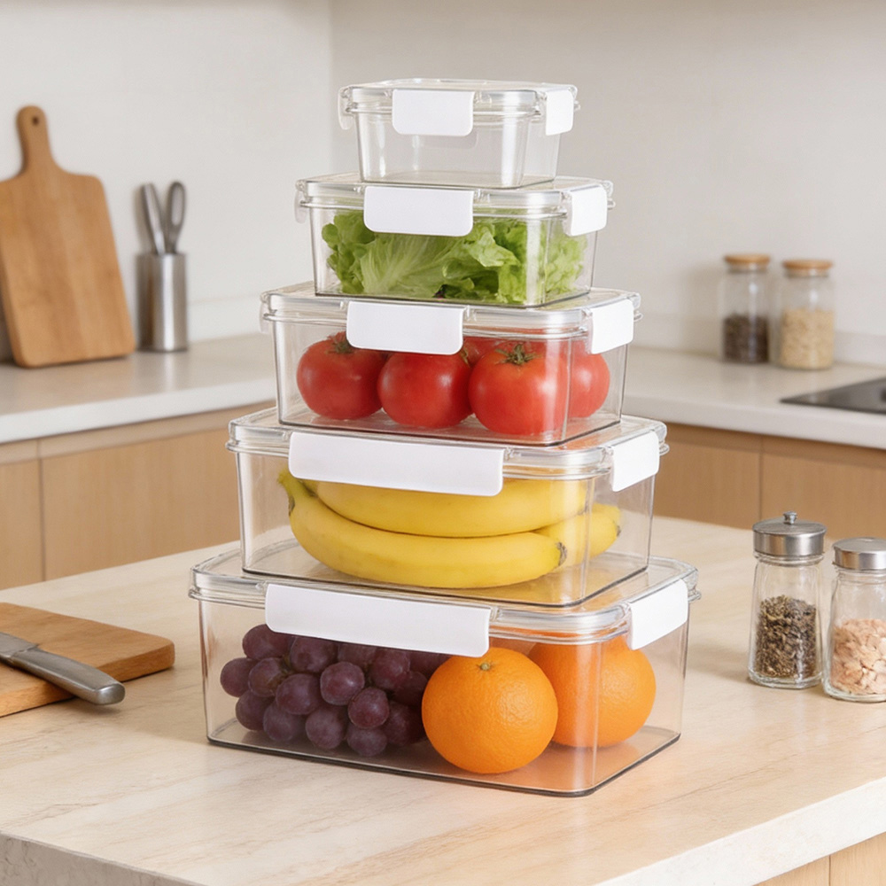 Living and Home 5-Piece Rectangular Food Storage Container Set Image 2