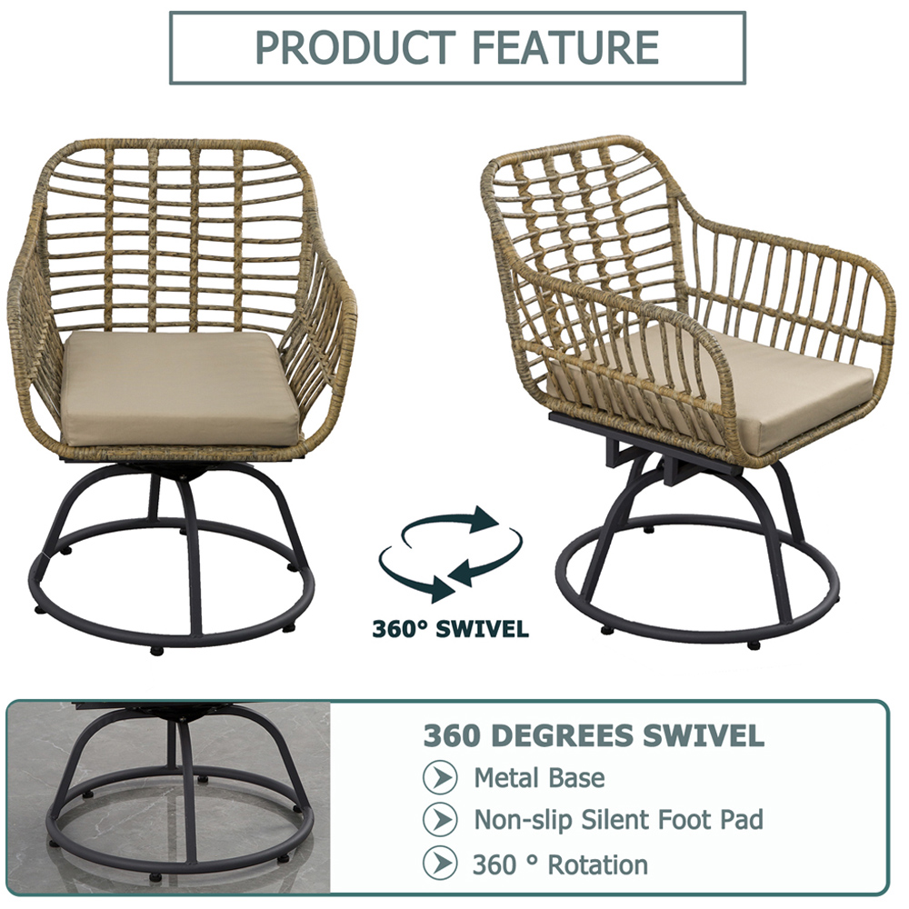 Furniture One 2 Seater Rattan Garden Swivel Lounge Set Image 3