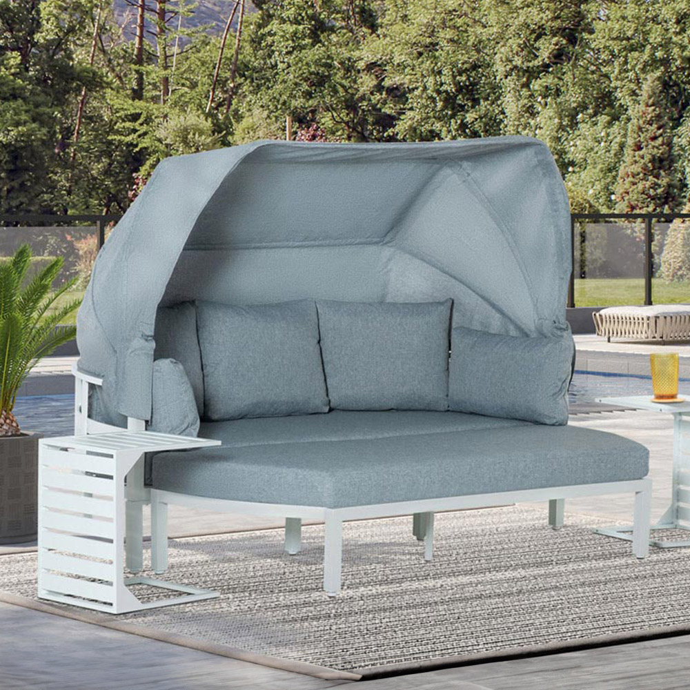 Outsunny 3 Seater Aluminium Outdoor Sofa Lounge Set with Canopy and Long Bench Image 1