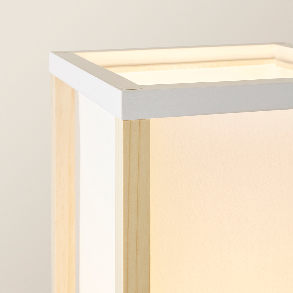 ValueLights Struttura 3 Shelf Fabric Shade Oak Shelving Unit Floor Lamp Image 3