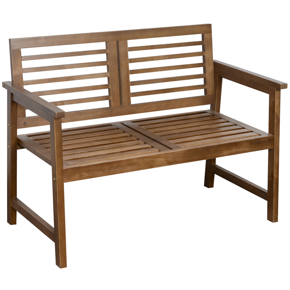 Outsunny 2 Seater Brown Wooden Loveseat Bench Image 2