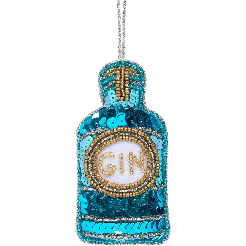 Beaded Gin Hanging Decoration - Blue Image 2