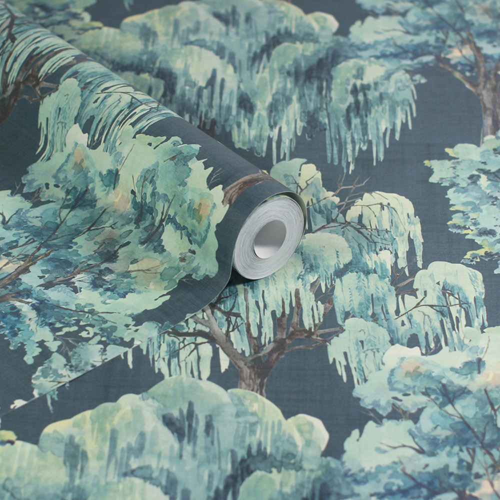 Esselle Home Whispering Willow Navy Wallpaper Image 2