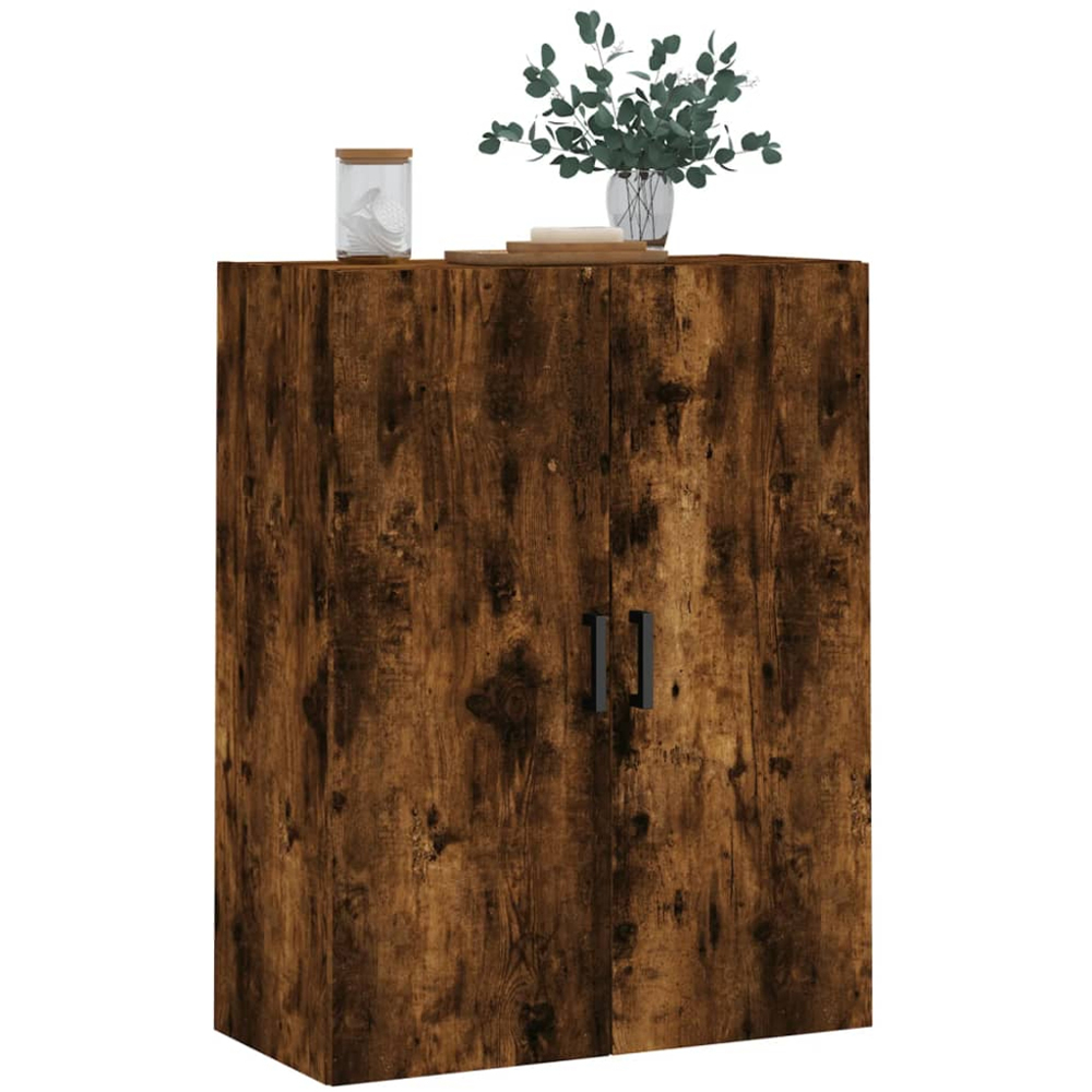 vidaXL 2 Door Smoked Oak Wall Mounted Slim Storage Cabinet Image 3