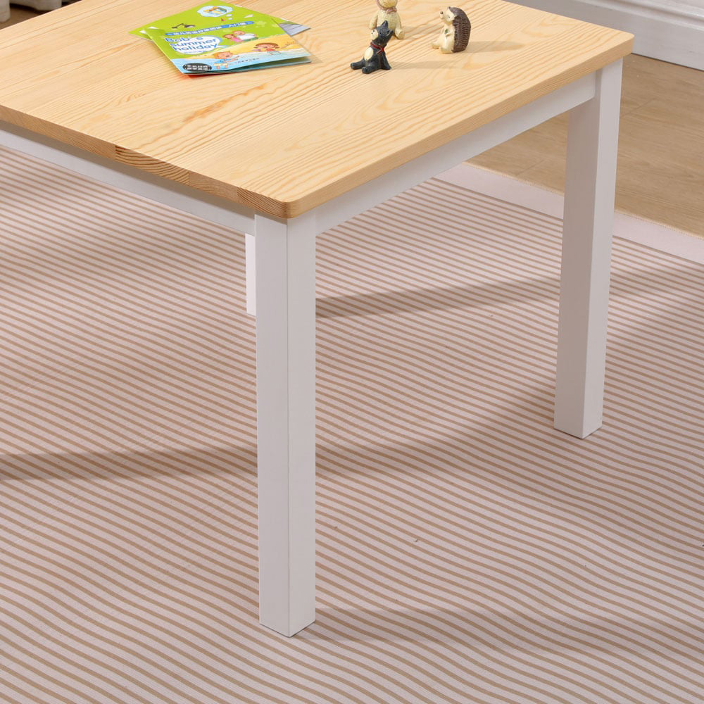 FurnitureHMD Kids 4 Seater White Pine Wood Table Chair and Storage Bench Set Image 4