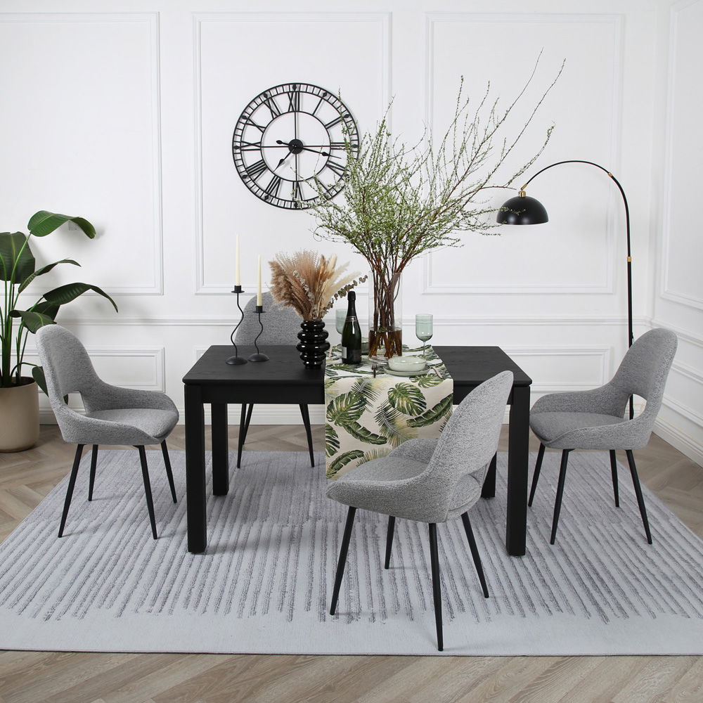 Pebble Set of 2 Light Grey Boucle Dining Chair Image 8