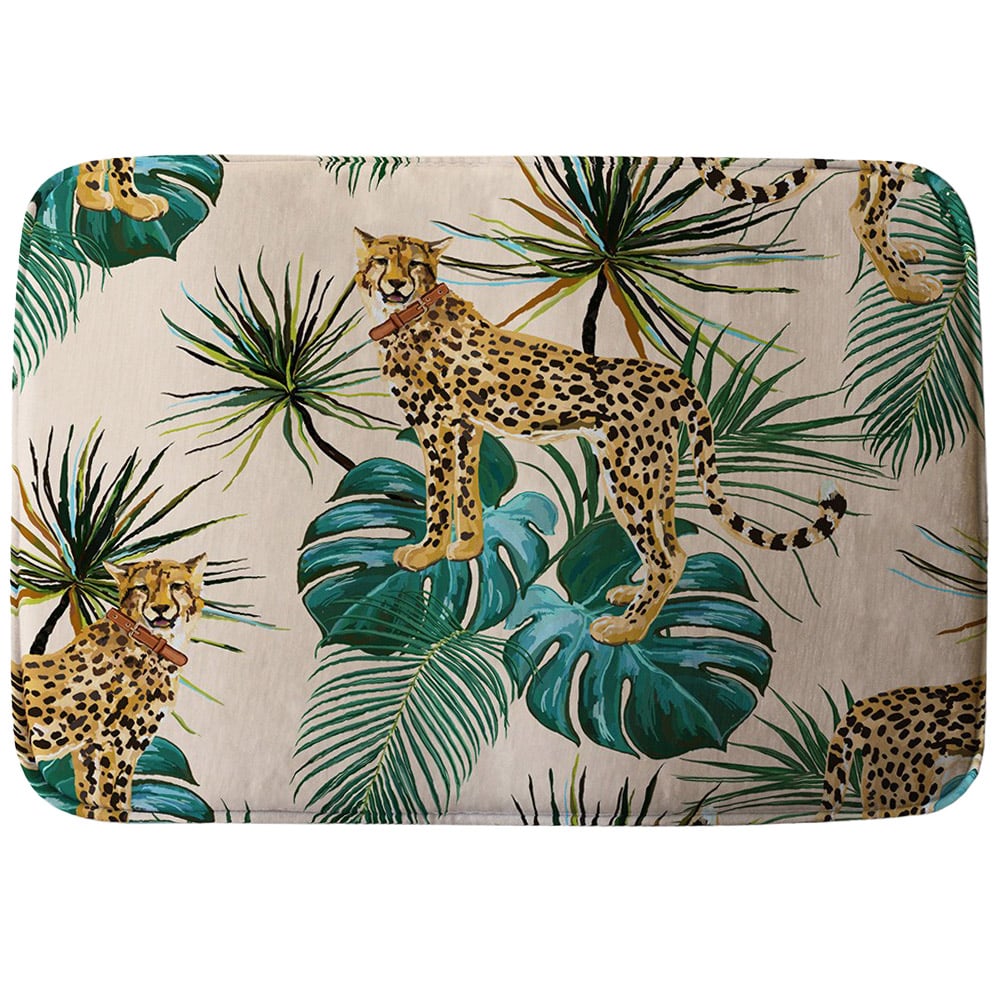 Benjamin Tate Design Yellow Tropical Cheetah Bath Mat 50 x 80cm Image 1