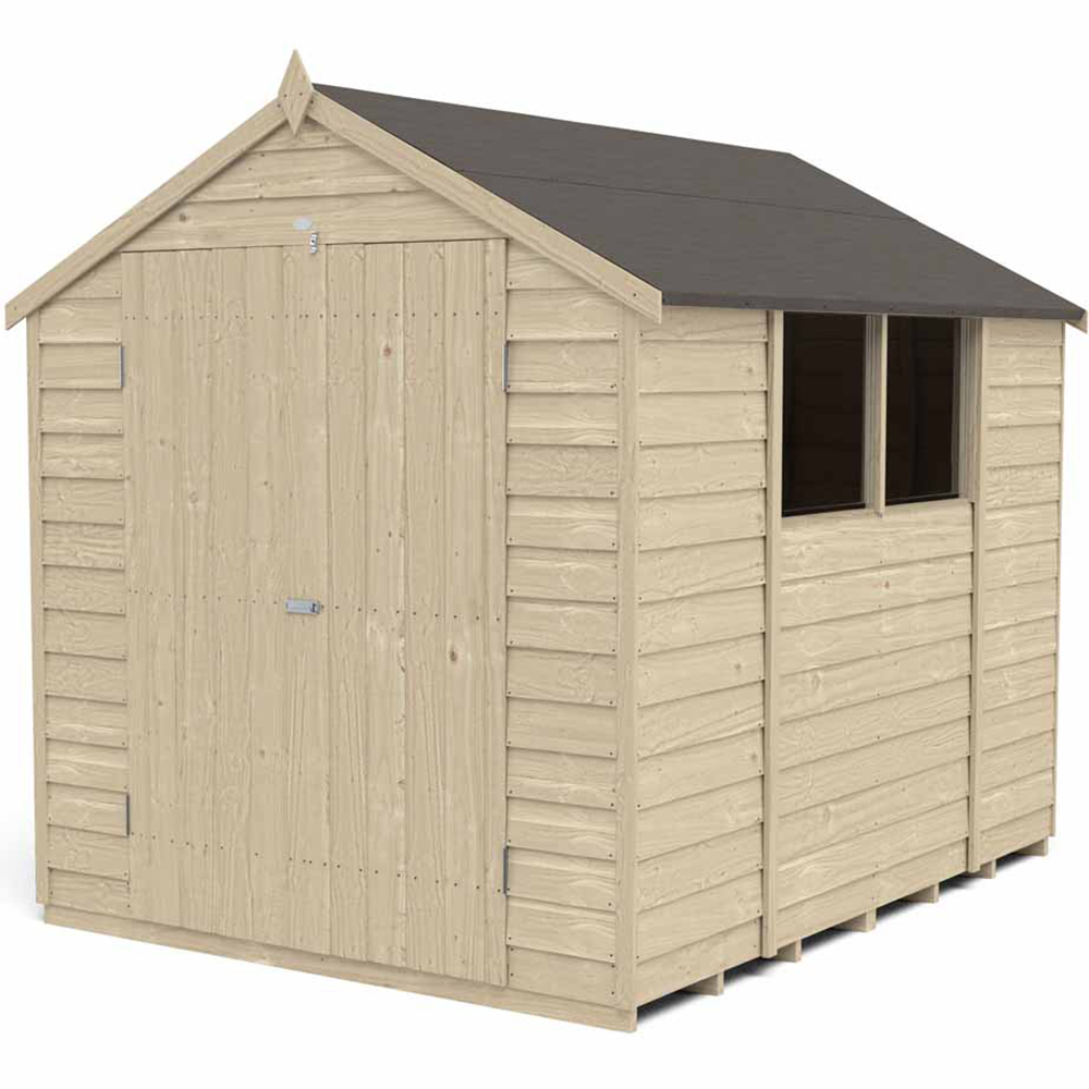 Forest Garden 8 x 6ft Double Door Overlap Pressure Treated Apex Shed Image 1