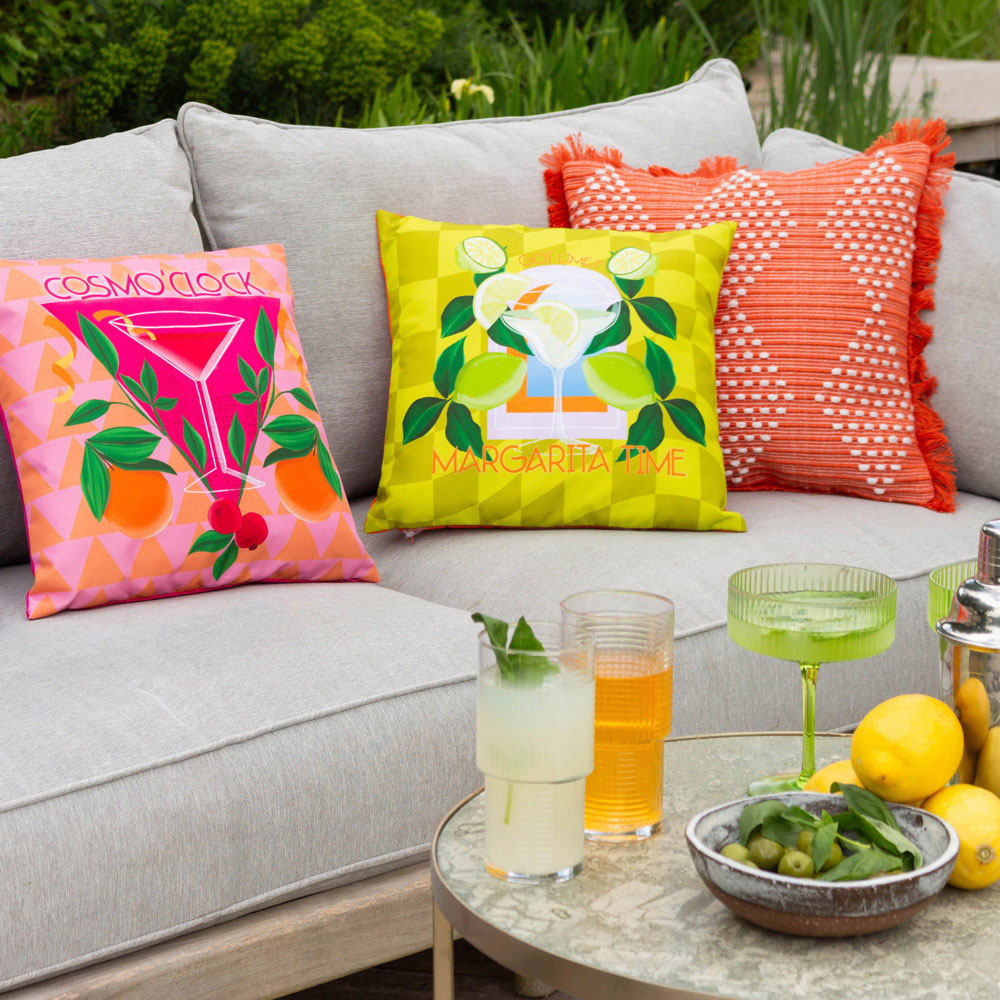 furn. Margarita Lime Abstract Outdoor Reversible Cushion Image 6