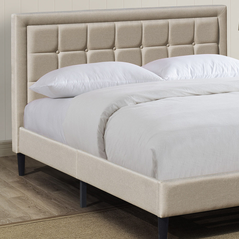 Brooklyn King Size Stone Buttoned Headboard Bed Frame Image 2