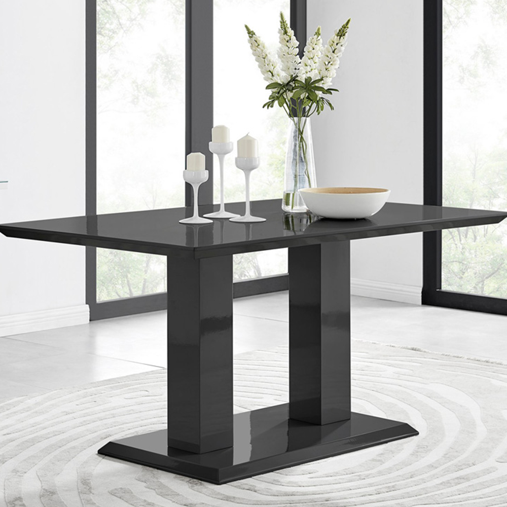 Furniturebox Molini Solara 6 Seater Dining Set Black Gloss Image 2