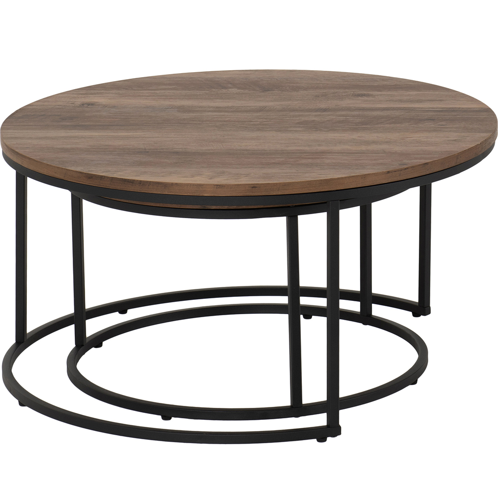 Seconique Quebec Oak Effect Round Nest of Coffee Tables Set of 2 Image 2