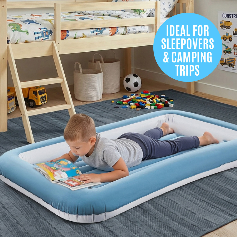 Milestone Pastel Blue Flocked Kids Airbed Image 5