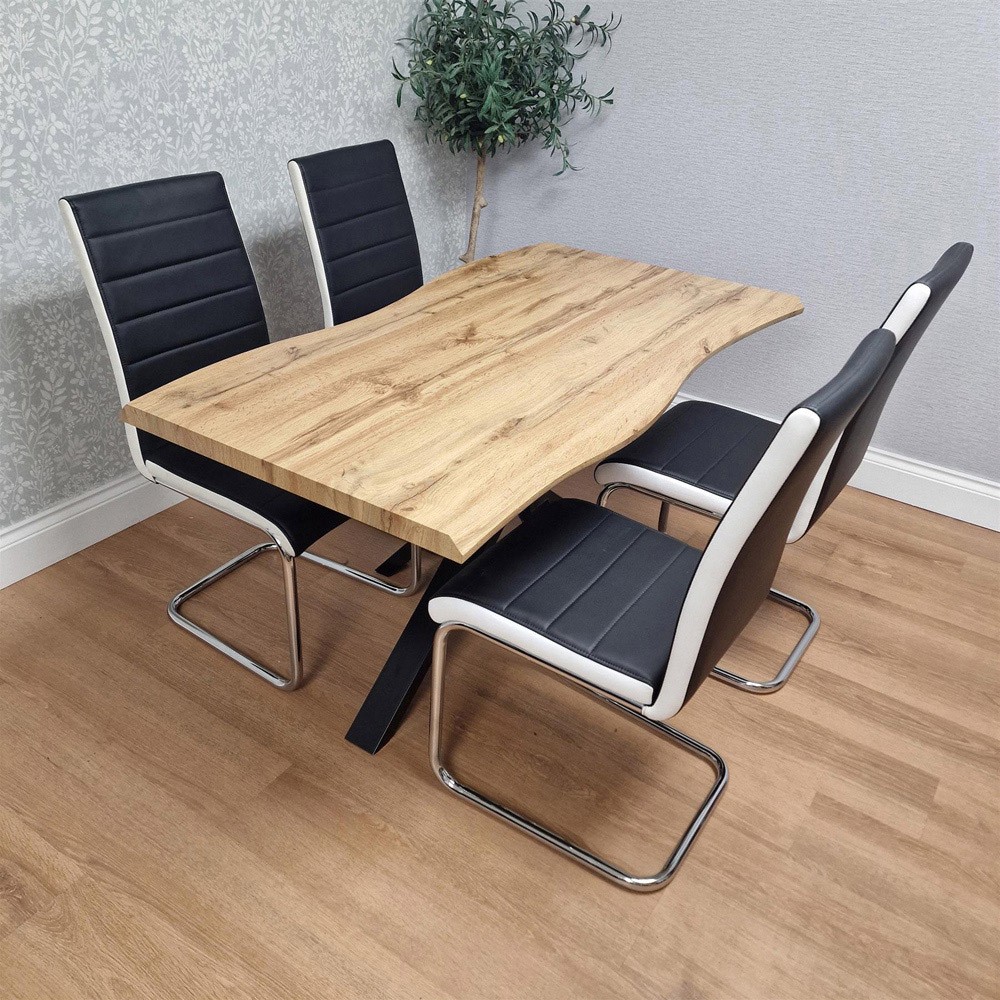 Portland 4 Seater Faux Leather Padded Dining Set Black and Chrome Image 5