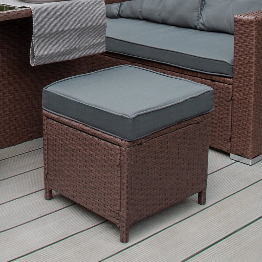 MonsterShop 9 Seater Brown Rattan Corner Lounge Set with Cushion Storage Box Image 6