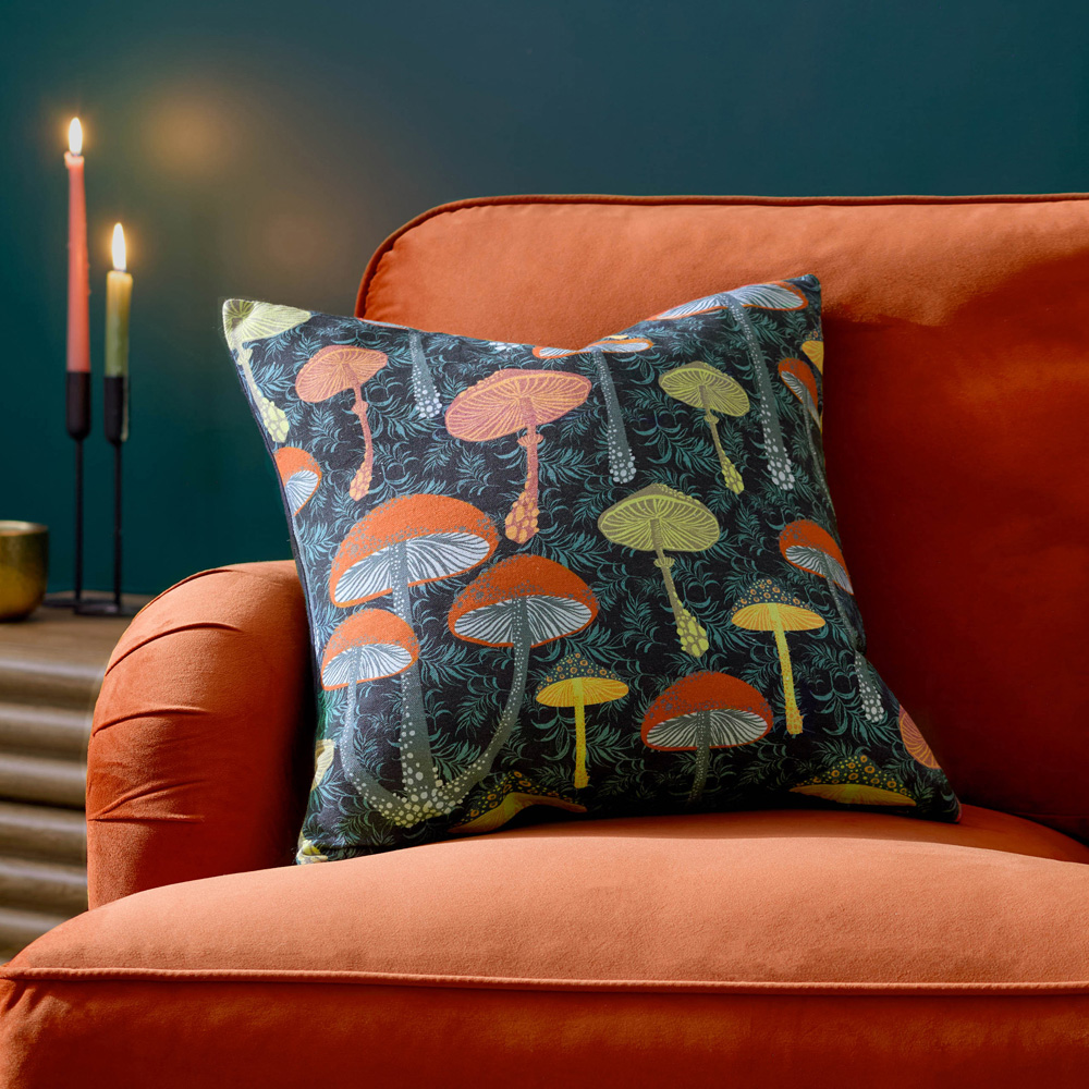 Furn Garett Printed Black Cotton Cushion 45 x 45cm Image 2