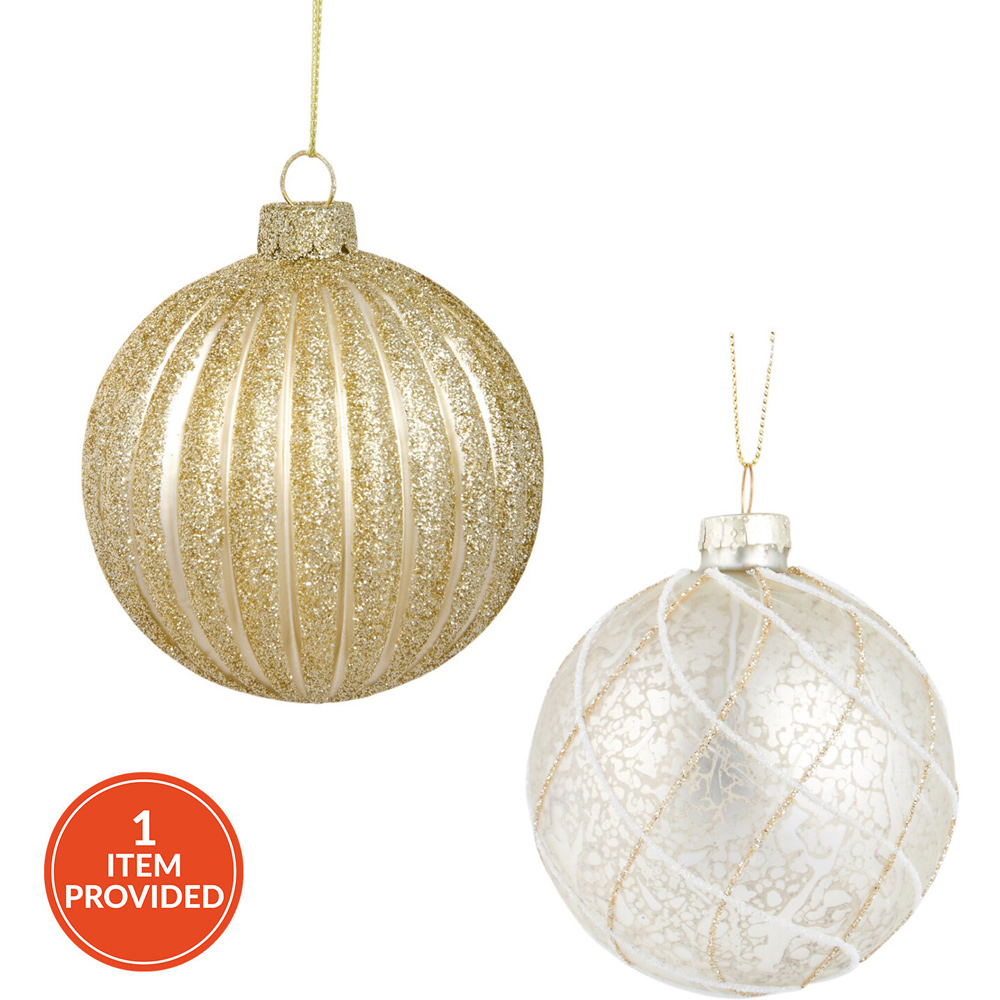 Champagne Glitter Christmas Bauble Image 1