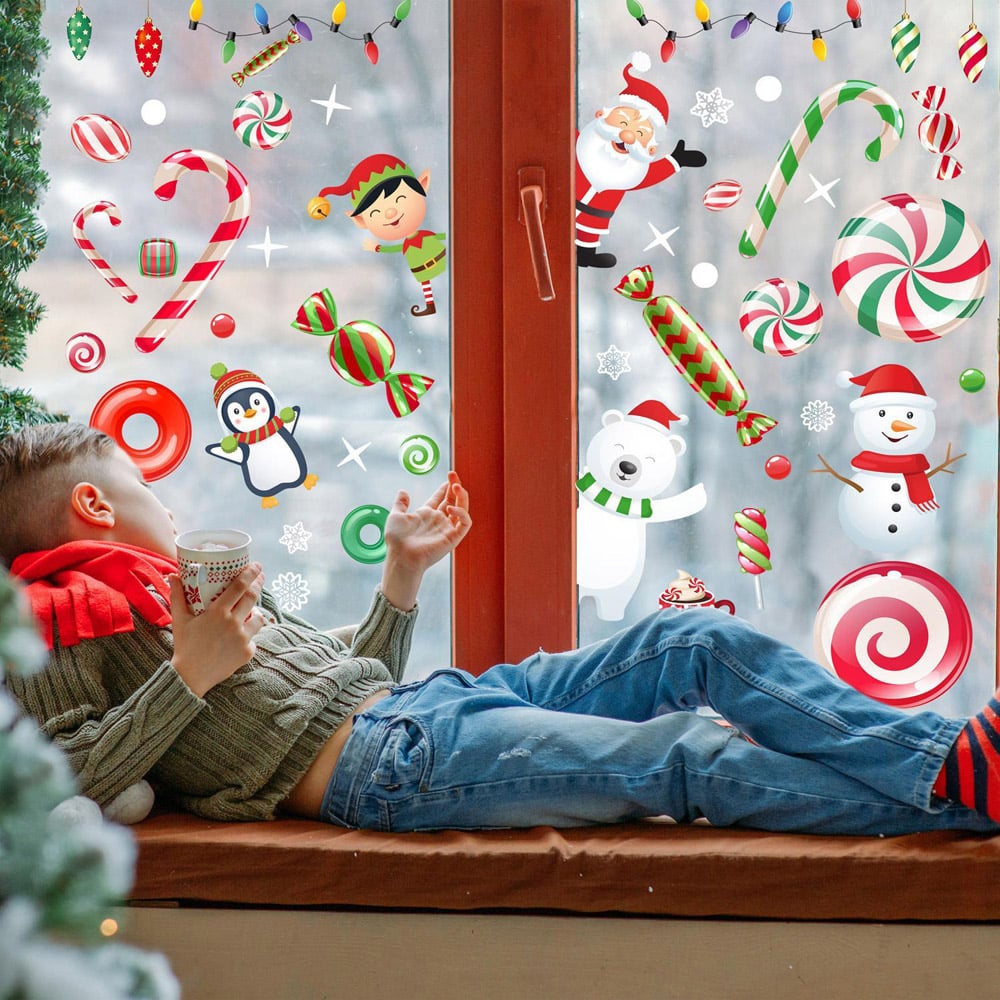 Walplus Candy Winterland with Friends Double-Sided Christmas Window Stickers 110 Piece Image 2