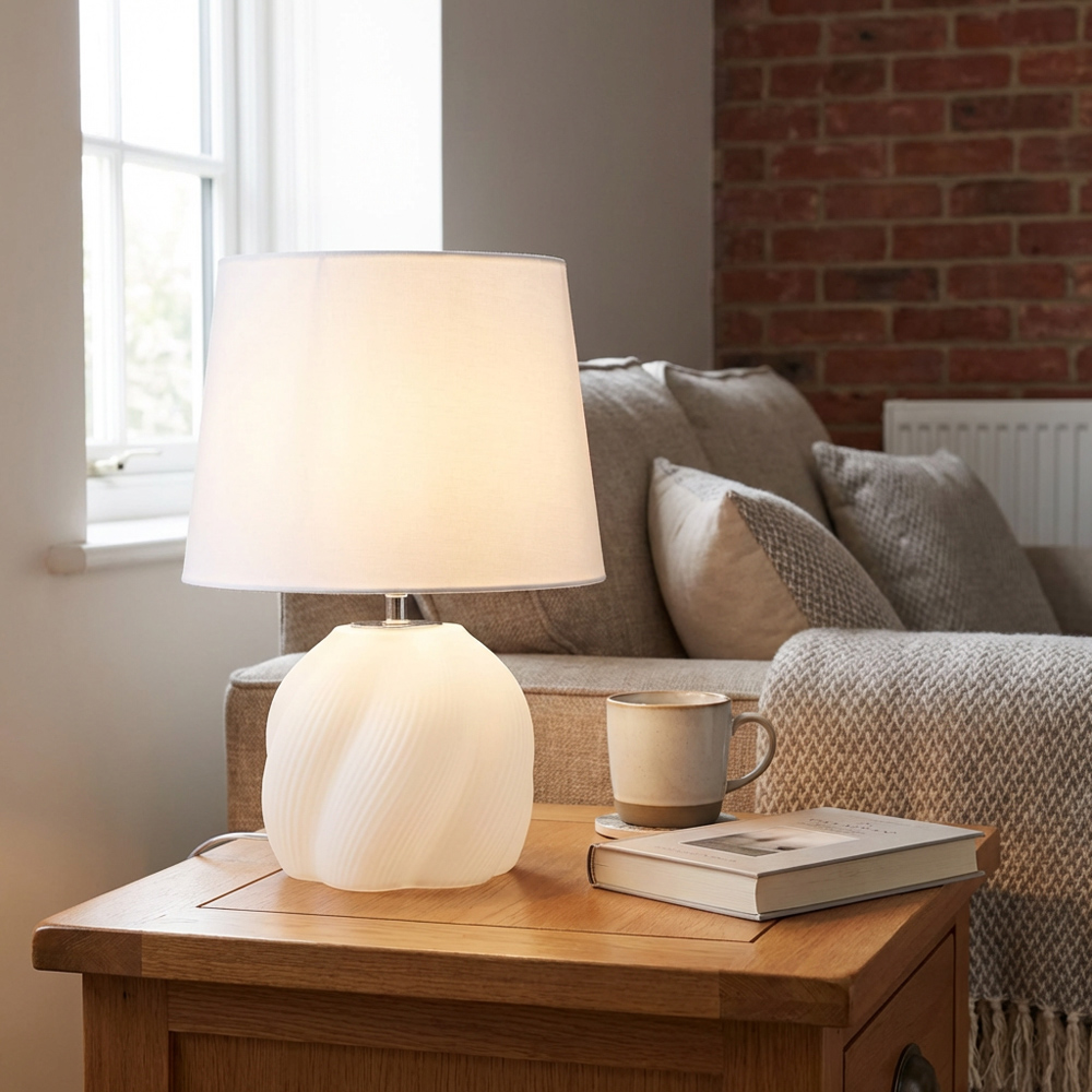 Millie Glass Table Lamp - White Image 6