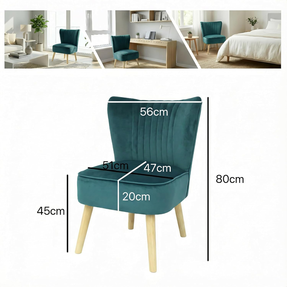 Alivio Green Velvet Upholstered Modern Accent Chair Image 9